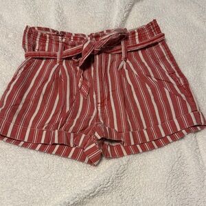 American Eagle Outfitters Red Striped High Waist Shorts